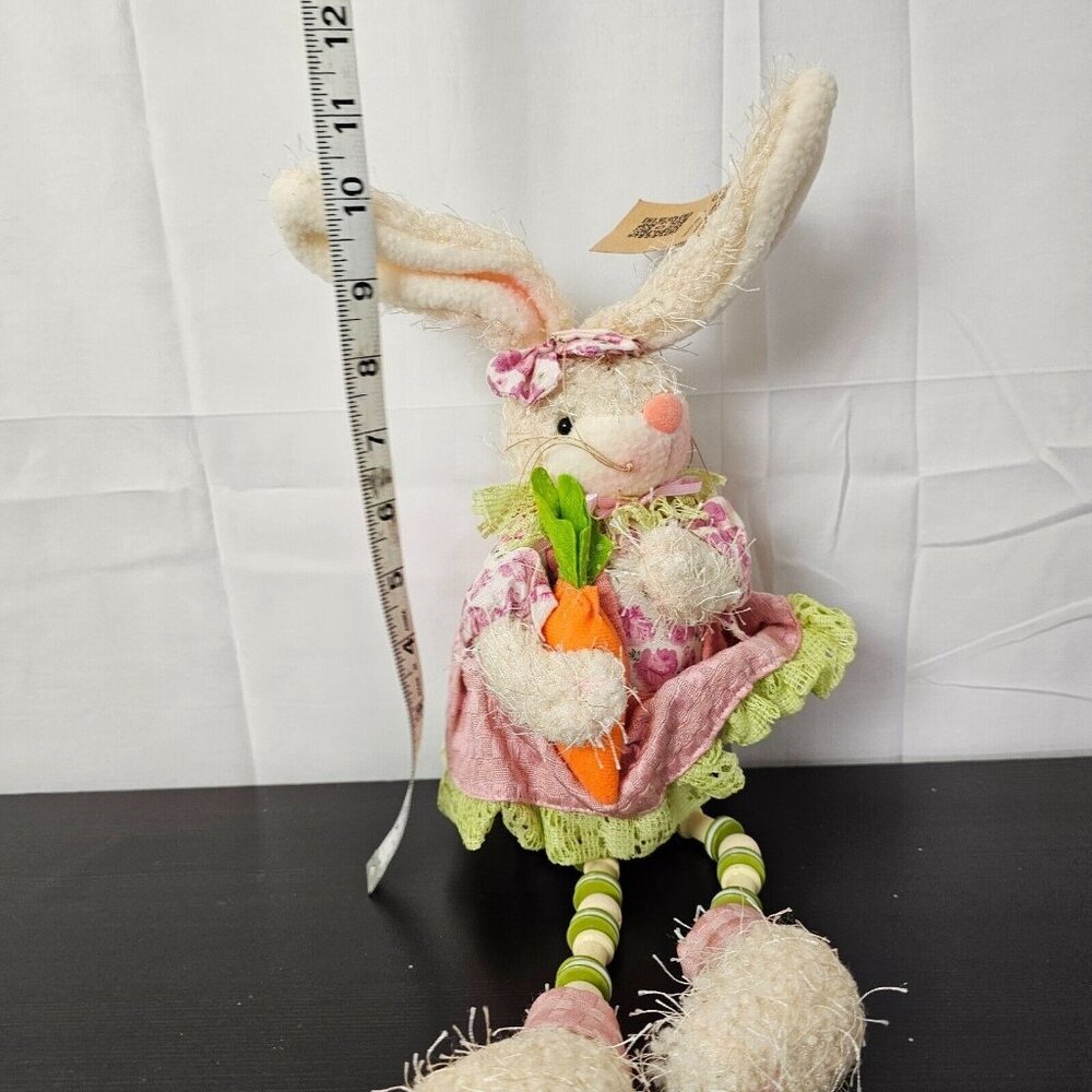 NWT Glitzhome Easter Bunny Rabbit Plush Set 4 18" Posable Leg Spring Shelf Decor - Picture 9 of 14